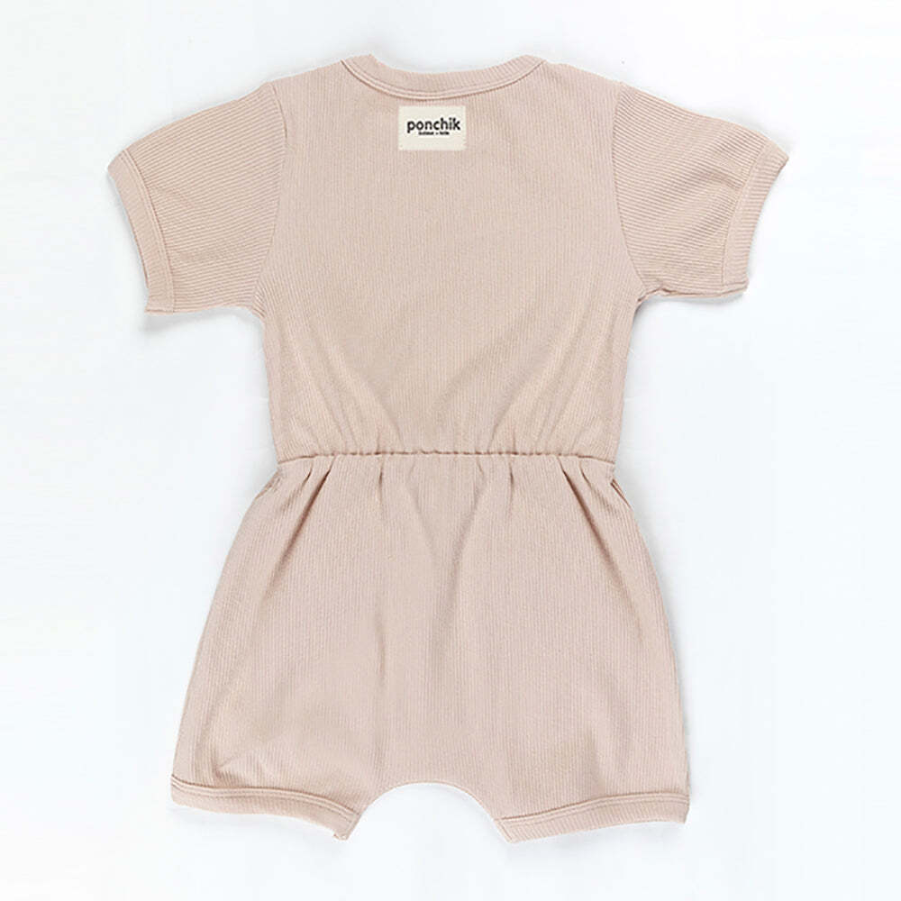 Ponchik Babies + Kids - Ribbed Cotton Romper - Sugar Cookie - 3-6 months