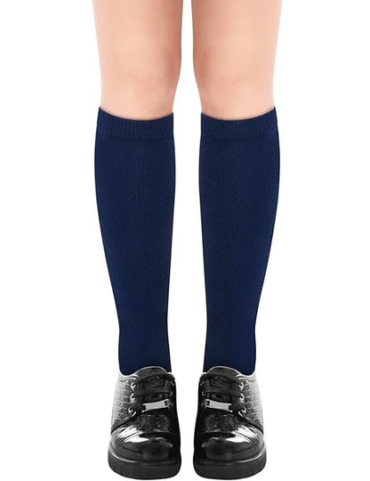 1x Pair School Uniform Knee High Socks Cotton Rich Girls Boys Kids - Navy - 13-3 (8-10 Years Old)