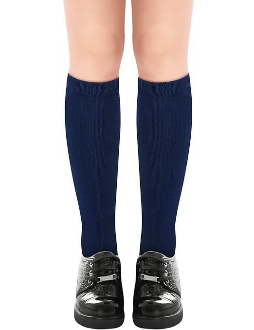 1x Pair School Uniform Knee High Socks Cotton Rich Girls Boys Kids - Navy - 2-8 (10-12 Years Old)