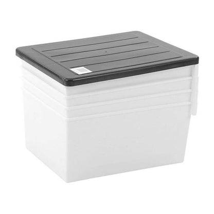 MEGA 4 Tier Drawer Storage Organiser Plastic Level Office Box Cabinet in Black/White