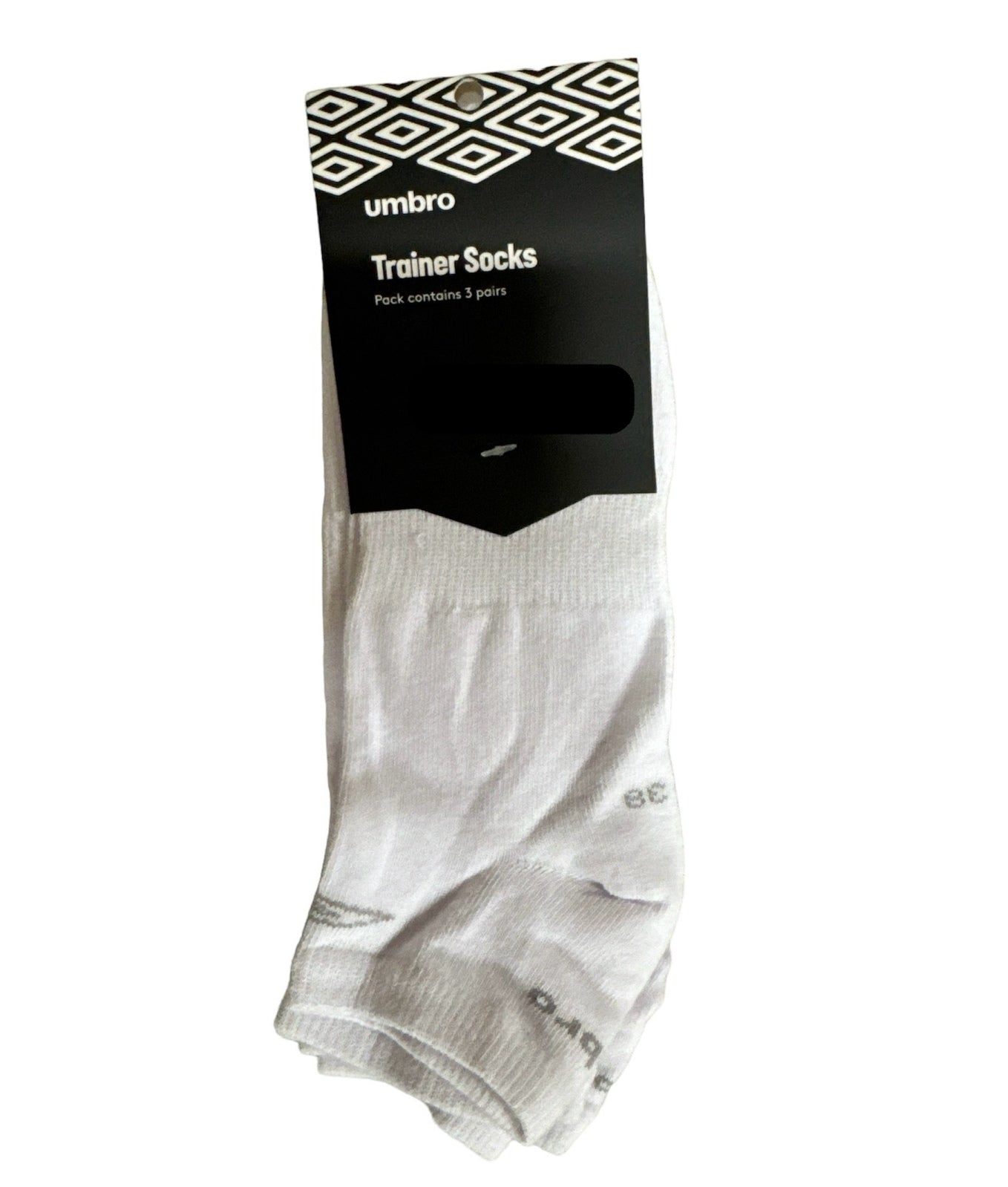 Umbro Mens Trainer Ankle Socks - White - 1 Pack of 3 Pairs - EU 39-42