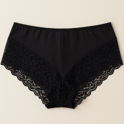 Womens Lace Boyshort Boyleg Full Briefs Underwear Undies in Black - 10