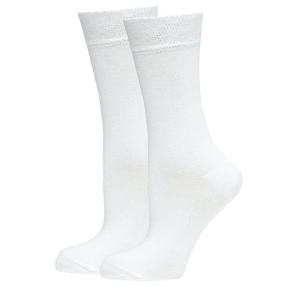 BAMBOO SOCKS Crew Natural Eco Healthy Enviro Unisex Work Anti-Bacterial Business - White - 2-8