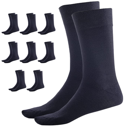 9 Pairs BAMBOO SOCKS Crew Natural Eco Healthy Enviro Unisex Work Business BULK - Navy - 6-11