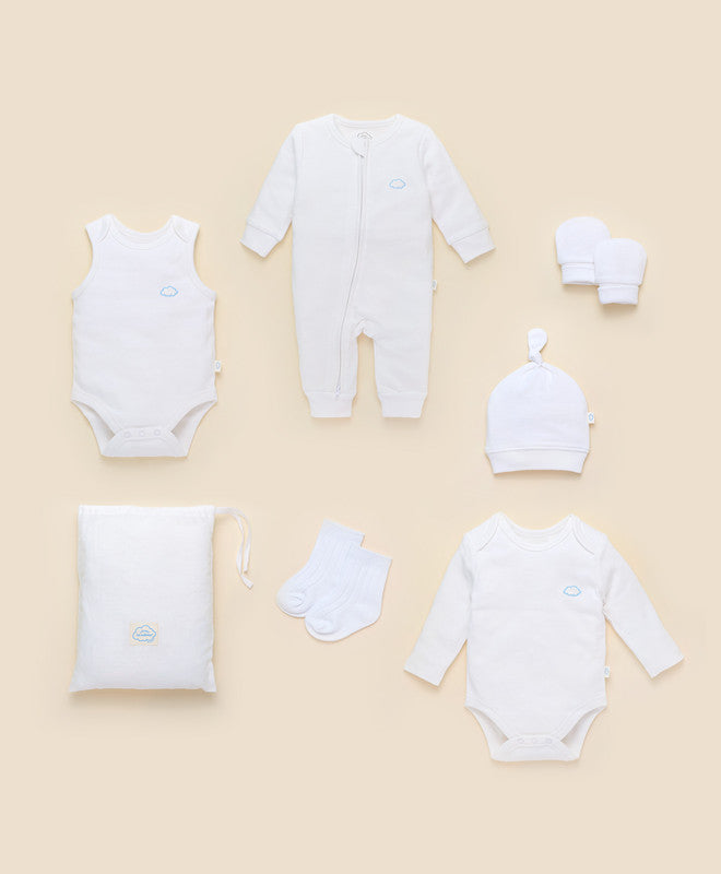 6PC Essentials Pack - Pure White - 0 to 3months