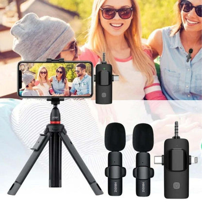 Hridz K31 Wireless Mini Microphone 3 in 1 for iOS, Android, Camera Smartphone DSLR Desktop Laptop