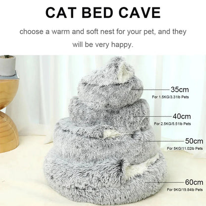 PawfectFriend Cozy Burrowing Cave Pet Bed for Dogs Cats Kitten Plush Warm Soft Sleeping Nest - coffee large