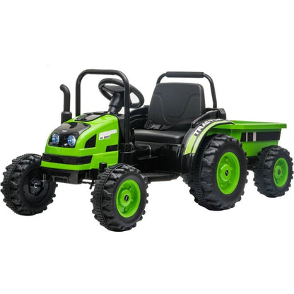 12V Kids Ride on Electric Tractor With Tipper Trailer – Green