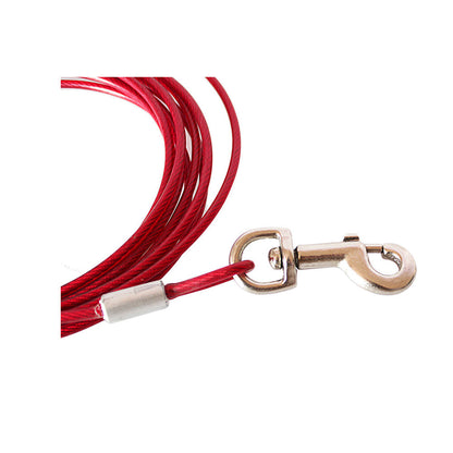 3M Dog Tie Out Cable Leash Lead Tangle Free Outdoor Yard Walking Runing-Red