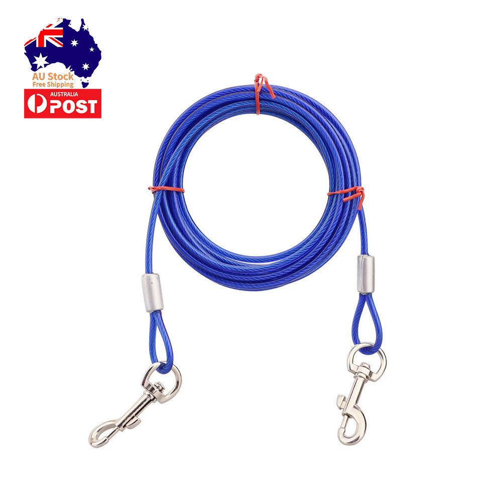 10M Dog Tie Out Cable Leash Lead Tangle Free Outdoor Yard Walking Runing