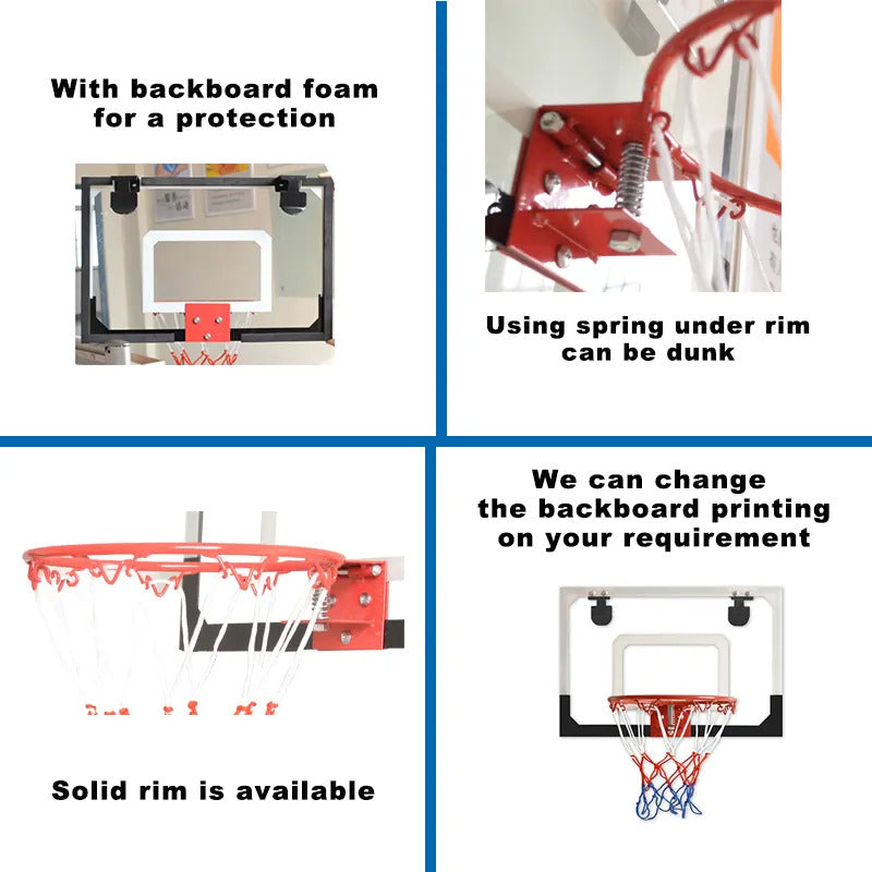 Indoor Mini Basketball Hoop Ring Backboard Kit Door Mounted Mount Kid Set