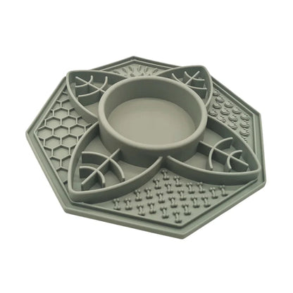 Flower Mandala Slow Feeder Lick Mat Bowl - Sage