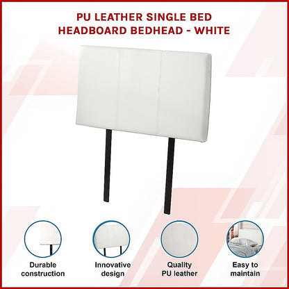 PU Leather Single Bed Headboard Bedhead - White