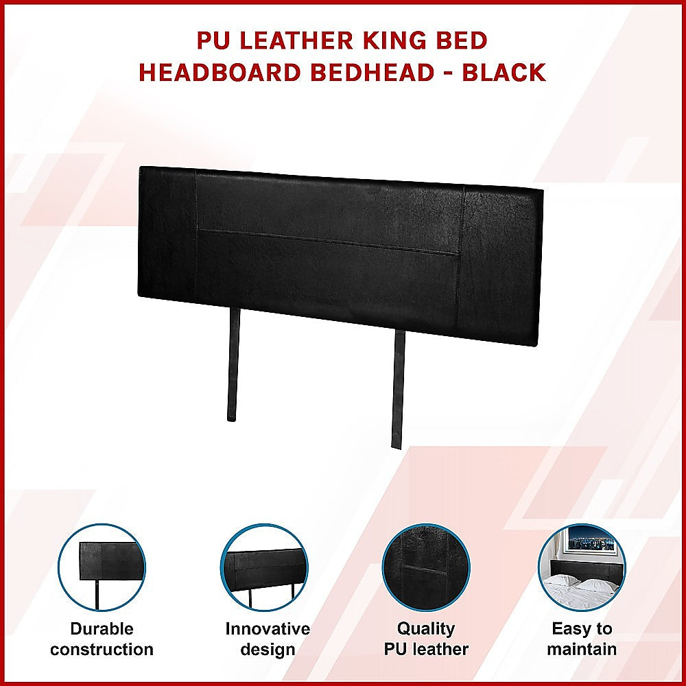 PU Leather King Bed Headboard Bedhead - Black