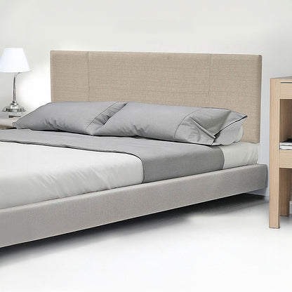 Linen Fabric Double Bed Headboard Bedhead - Beige