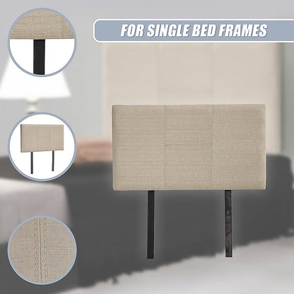 Linen Fabric Single Bed Headboard Bedhead - Beige