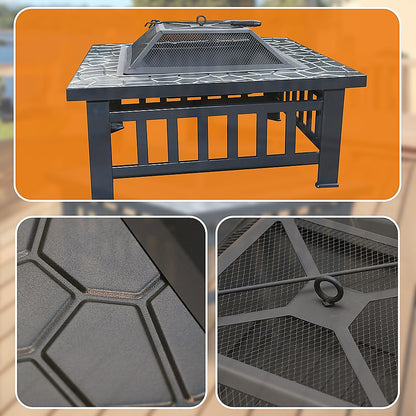 18" Square Metal Fire Pit Outdoor Heater