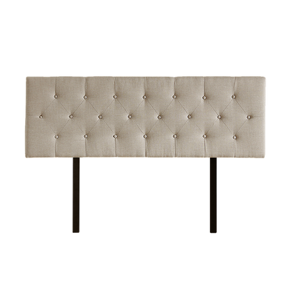 Linen Fabric Double Bed Deluxe Headboard Bedhead - Beige