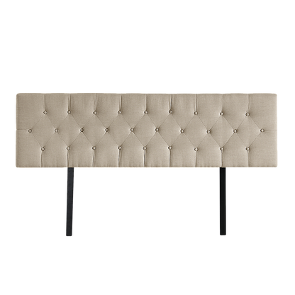 Linen Fabric King Bed Deluxe Headboard Bedhead - Beige