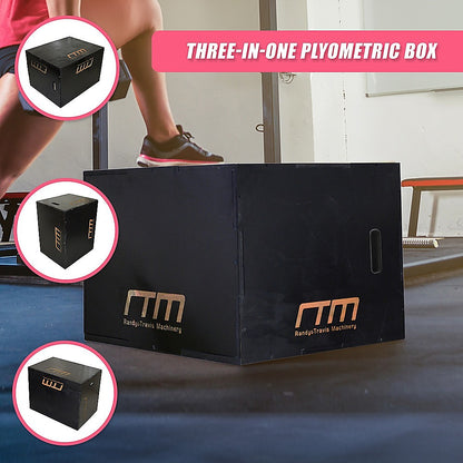 3 IN 1 Black Wood Plyo Games Plyometric Jump Box