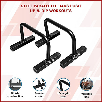 Steel Parallette Bars Push Up & Dip Workouts