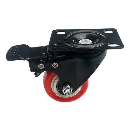 8 x 2" Polyurethane Castor Wheels - Swivel and 4 with brake