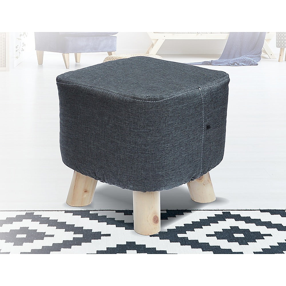 Fabric Ottoman Foot Stool Rest Pouffe Footstool Wood Storage Padded Seat