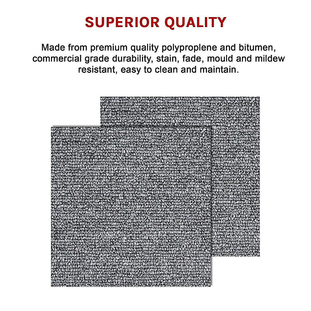 5m2 Box of Premium Carpet Tiles Commercial Domestic Office Heavy Use Flooring Grey