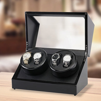 Automatic Quad Watch Winder Wood Display Box Case Motor Rotation Storage