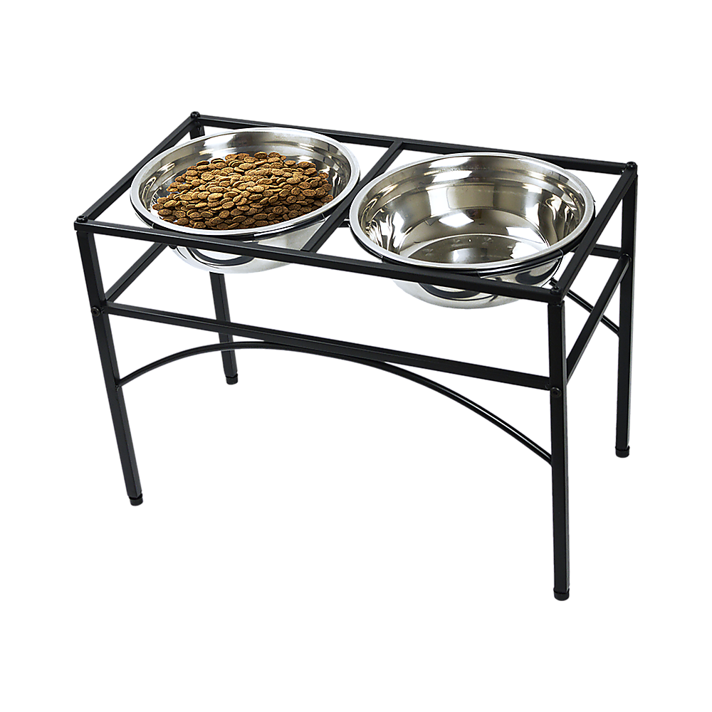 Dual Elevated Raised Pet Dog Puppy Feeder Bowl Stainless Steel Food Water Stand