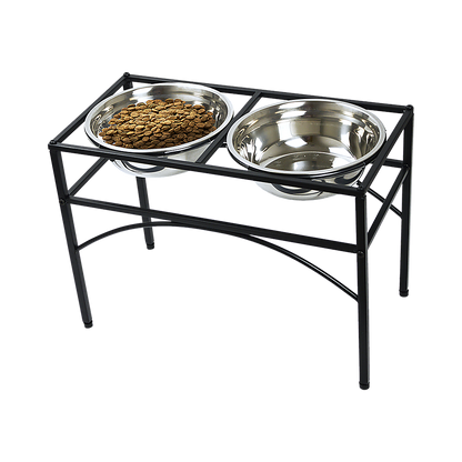 Dual Elevated Raised Pet Dog Puppy Feeder Bowl Stainless Steel Food Water Stand