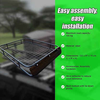 Universal Roof Rack Basket - Car Luggage Carrier Steel Cage Vehicle Cargo