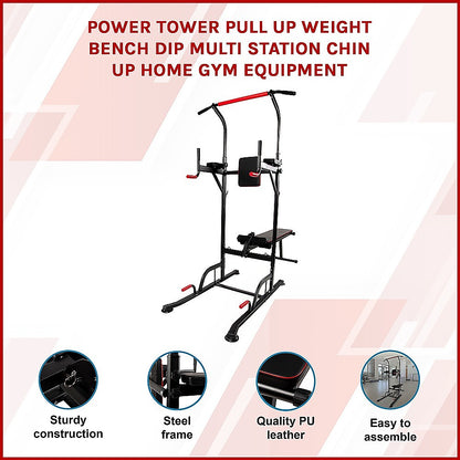 Power Tower Pull Up Weight Bench Dip Multi Station Chin Up Home Gym Equipment