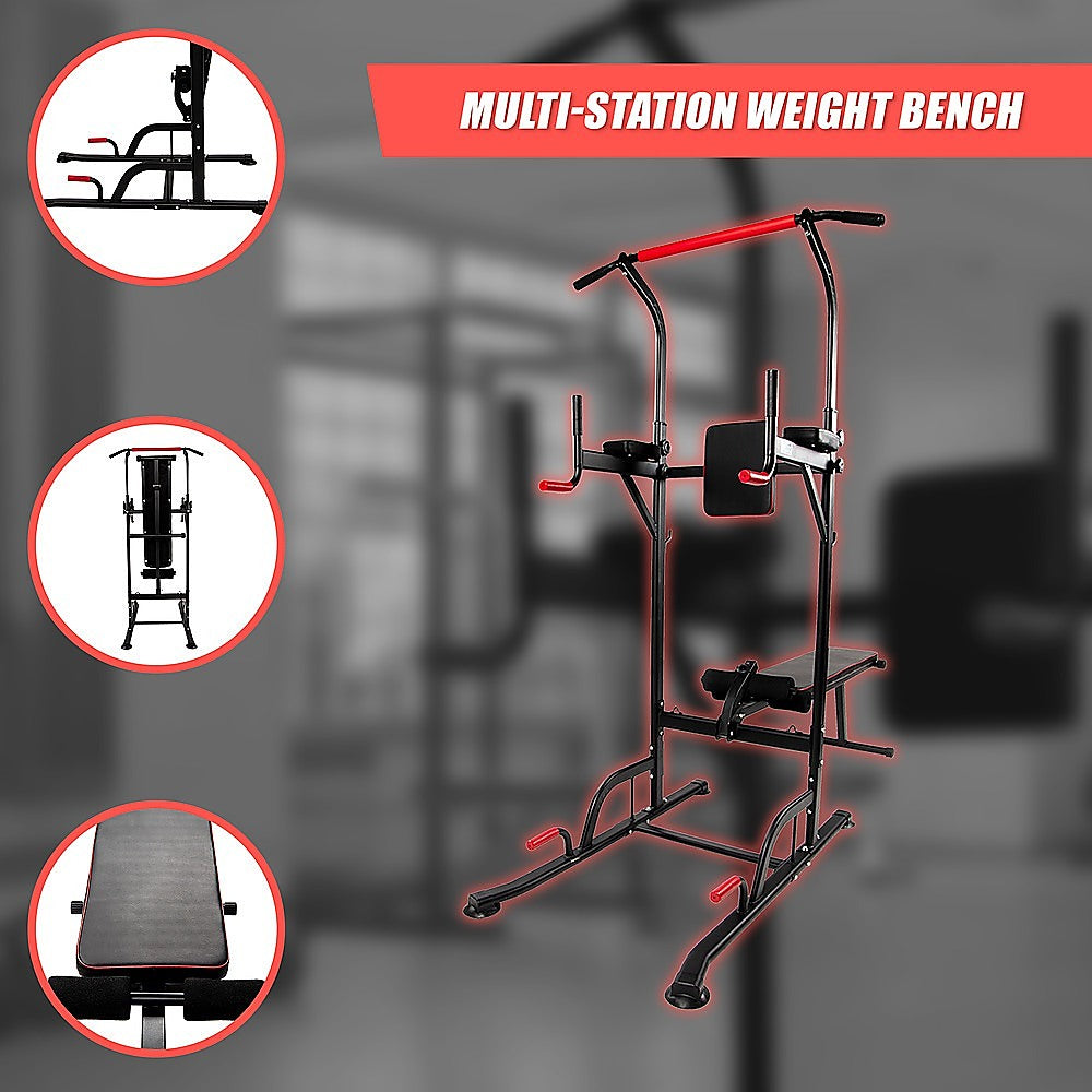 Power Tower Pull Up Weight Bench Dip Multi Station Chin Up Home Gym Equipment