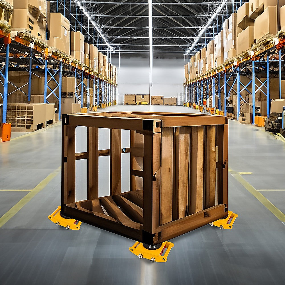 3x3 Heavy Duty Machine Dolly Skate Machinery Roller Mover Cargo Trolley 6T