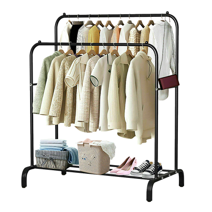 Heavy Metal Double Clothes Rail Hanging Rack Garment Display Stand Storage Shelf