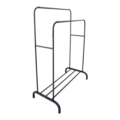 Heavy Metal Double Clothes Rail Hanging Rack Garment Display Stand Storage Shelf