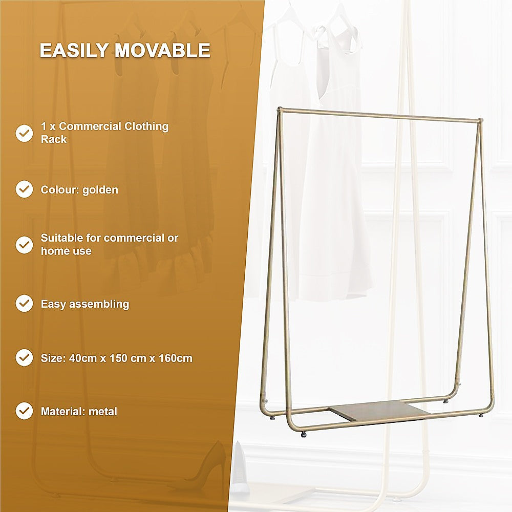 Gold Clothing Retail Shop Commercial Garment Display Rack