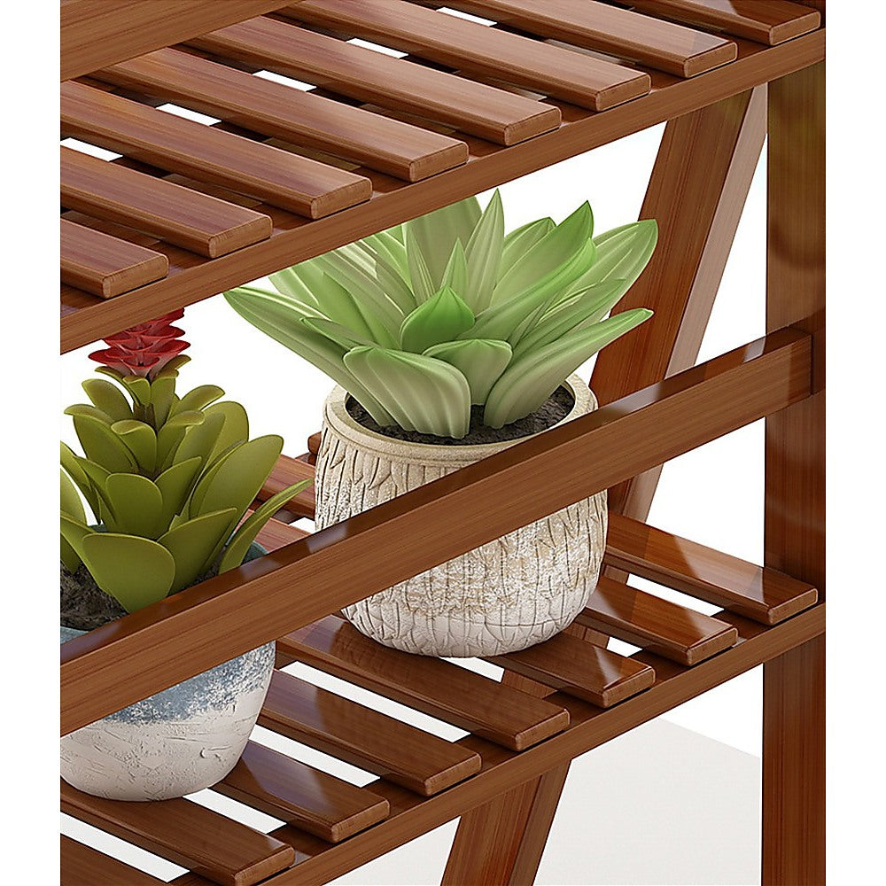 Plant Stand Outdoor Indoor Garden Wood Bamboo Shelf Folding 100CM Length