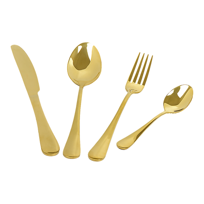 24-piece Gold Cutlery Flatware Stainless Steel Silverware Set Reflective Mirror Finish