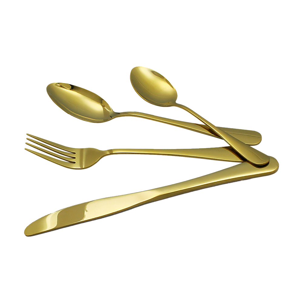 24-piece Gold Cutlery Flatware Stainless Steel Silverware Set Reflective Mirror Finish