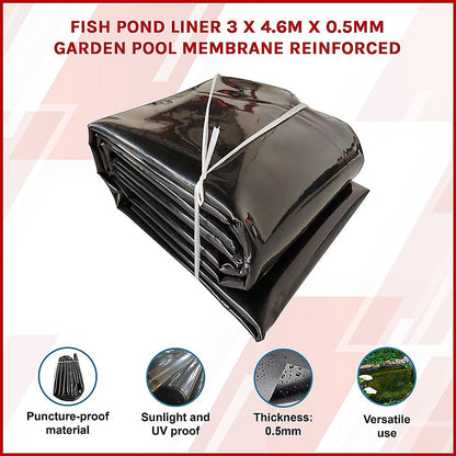 Fish Pond Liner 3 x 4.6m x 0.5mm Garden Pool Membrane Reinforced