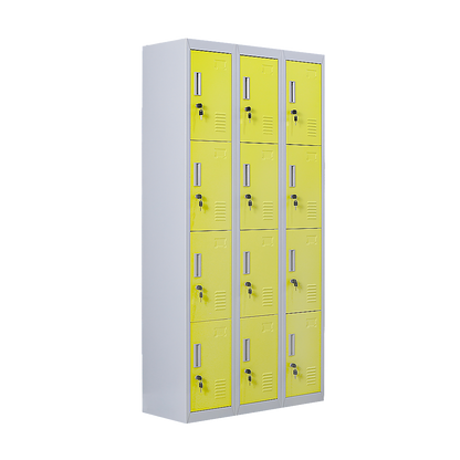 12-Door Locker for Office Gym Shed School Home Storage - Standard Lock with 2 Keys