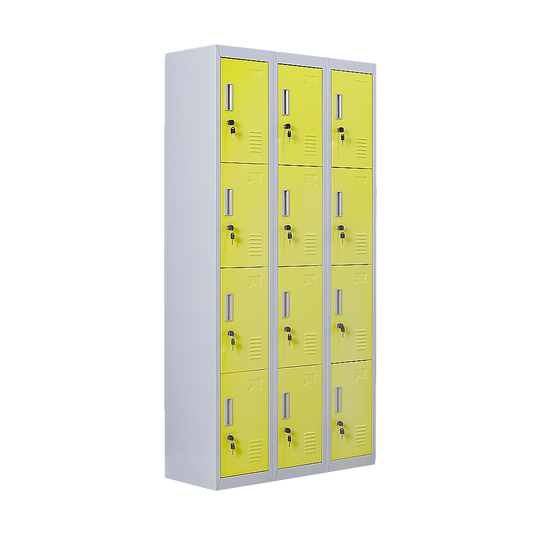 12-Door Locker for Office Gym Shed School Home Storage - Standard Lock with 2 Keys