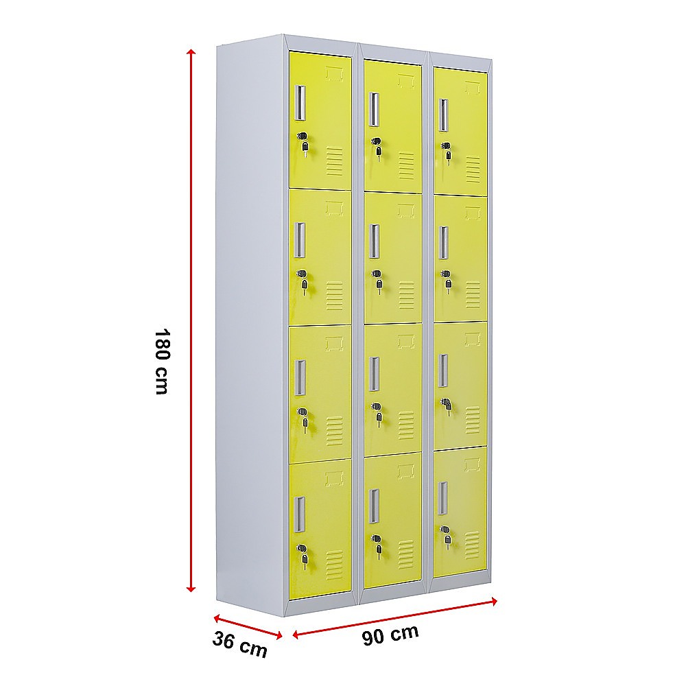 12-Door Locker for Office Gym Shed School Home Storage - Standard Lock with 2 Keys