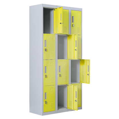 12-Door Locker for Office Gym Shed School Home Storage - Padlock-operated