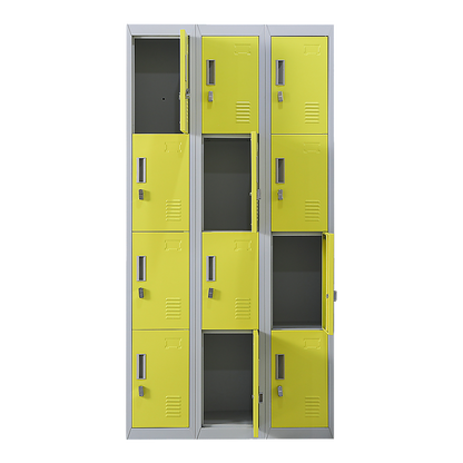 12-Door Locker for Office Gym Shed School Home Storage - Padlock-operated