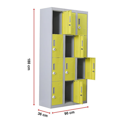 12-Door Locker for Office Gym Shed School Home Storage - 3-Digit Combination Lock