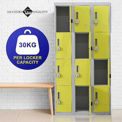 12-Door Locker for Office Gym Shed School Home Storage - 4-Digit Combination Lock