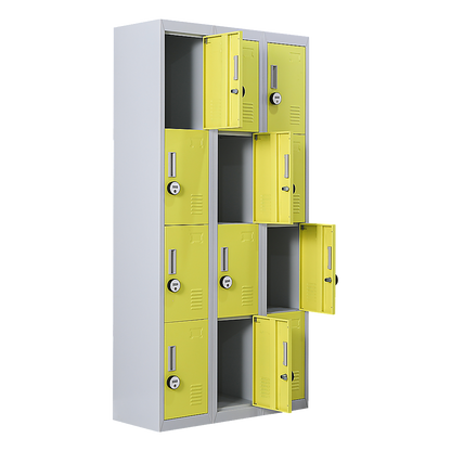 12-Door Locker for Office Gym Shed School Home Storage - 4-Digit Combination Lock